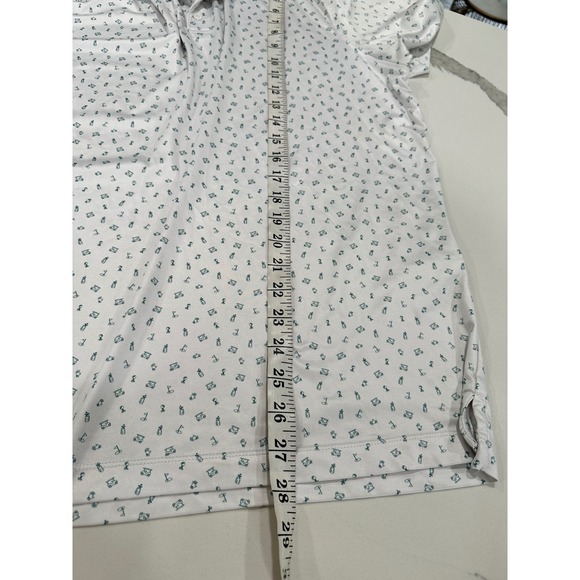 Kenneth Cole Golf Polo Shirt Men's Medium White‎ Green Golf Cart Print - Picture 7 of 7